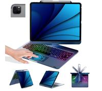 BABG Custodia per tastiera per iPad Air 13", compatibile con iPad Pro 13" M4 2024 e iPad 12,9" 6a/5a/4a/3a generazione, Mulit-Toupad, girevole a 360°, retroilluminata, wireless, ricarica a matita, blu