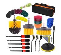 BABIBAOBEI Kit di strumenti per la pulizia dell'auto con set di pennelli Dettagli automatici Set di trapano per dettagli automatici Lavaggio vernice lucidatura per ruote Cruscotto Piastrelle