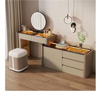 babiclothes Glass Top Vanity Desk with Mirror and Lights，Extendable Dressing Table with Drawers ，Vanity Set with Chair，Suitable for Bedroom, Living Room, Study(White,120 * 40 * 76cm)