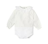 BABIDU Body Neonato a Maniche Lunghe 100% Cotone Plumetti, Tutina Morbido Tessuto Traspirante Pelle Sensibile Ipoallergenica, Body con Collo a Volant, Abbigliamento Unisex per Neonato e Bambina