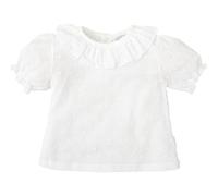BABIDU Camisa bebé Niña Algodón Plumetti, Cuello Volante Fruncido Y Manga Corta con Elástico Camicia, Bianco, 3 Months Unisex-Bimbi
