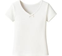 BABIDU Canottiera Bambina Maniche Corte in Cotone 100% a Coste, Morbida e Traspirante, Intimo Estivo Leggero e Confortevole, Bianca, da 2 a 16 Anni