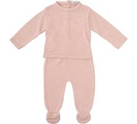 BABIDU Conjunto para bebé con Jersey de Punto Calado Y Polaina Lisa Set Bambino, Rosa, 3 Months Unisex-Bimbi
