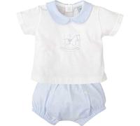 BABIDU Conjunto para bebé con Ranita Lisa Y Camiseta de Manga Corta Estampada Set Bambino, Azzurro, 18 Months Unisex-Bimbi