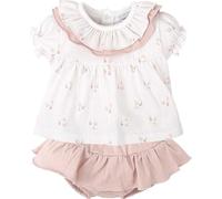 BABIDU Conjunto para bebé Niña con Camiseta de Manga Corta Estampada Y Cuello con Volantes Set Bambino, Rosa, 12 Months Unisex-Bimbi