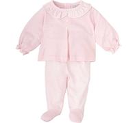 BABIDU Conjunto para bebé Niña con Camiseta de Manga Larga con Cuello Volante Y Polaina A Cuadros Set Bambino, Rosa, 6 Months Unisex-Bimbi