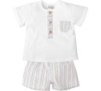 BABIDU Conjunto para bebé Niño con Camiseta Manga Corta Y Pantalón Corto Estampado de Rayas Set Bambino, Tinta Unita, 18 Months Unisex-Bimbi