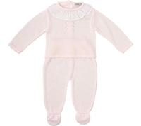 BABIDU Conjunto para bebé Y Niña con Camiseta de Manga Larga con Cuello Volante Y Polaina Estampada A Juego Set Bambino, Rosa, 3 Months Unisex-Bimbi