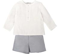 BABIDU Conjunto para Niño con Camisa Manga Larga Blanca con Cuello Redondo Y Tapeta de Botones Set Bambino, Tinta Unita, 5 Anni Unisex-Bimbi