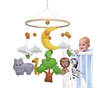 Babies Mobile per culla - Jungle Animal Theme Nursery | Culla in legno Campana soffitto con figure animali foresta Decorazione sospesa musicale camera asilo 'ospedale
