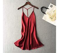 BABIFIS Abito da Notte Sexy in Raso di Seta da Donna Senza Maniche Camicie da Notte con Scollo a V Camicia da Notte Estiva Camicia da Notte in Pizzo Sleepwear B M