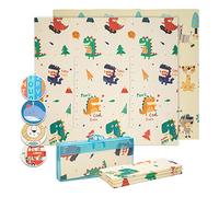 Babify Dino - Tappetino da gioco per bambini, in schiuma spessa, morbido e atossico, senza BPA, tappetino da gioco reversibile antiscivolo per bambini, tappetino da gioco in schiuma facile da pulire