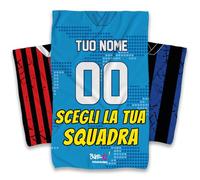 Babloo Asciugamano Telo Mare in Microfibra per TIfoso Personalizzabile con Colori Squadra di Calcio del Cuore Personalizzato con Nome e Numero Morbido e Compatto dall' Asciugatura Rapida (100X160cm)