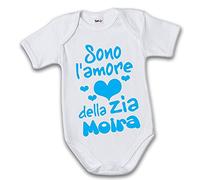 Babloo Bodino Body Neonato Personalizzato con Nome Sono L'Amore della Zia Grafica Azzurra 6 Mesi Manica Corta