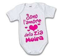 Babloo Bodino Body Neonato Personalizzato con Nome Sono L'Amore della Zia Grafica Fucsia 1 Mese Manica Corta