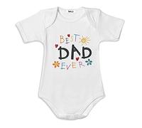 Babloo Body Neonato 100% Cotone Bodino Idea Regalo Festa del Papa' Best Dad Ever 1 Mese Manica Corta Bianco