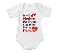 Babloo Body Neonato 100% Cotone Bodino Idea Regalo Festa del Papa' Il posto migliore e' tra le tue braccia 3 Mesi Manica Corta Bianco