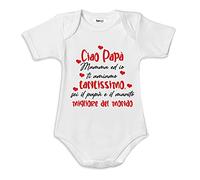 Babloo Body Neonato 100% Cotone Bodino Idea Regalo Festa del Papa' Sei il Papa' e il marito migliore del mondo 3 Mesi Manica Corta Bianco