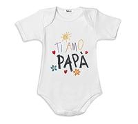 Babloo Body Neonato 100% Cotone Bodino Idea Regalo Festa del Papa' Ti amo Papa' 6 Mesi Manica Corta Bianco