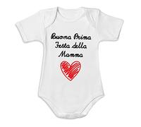 Babloo Body Neonato Bodino Idea Regalo Festa della Mamma Buona Prima Festa della Mamma con cuore 6 Mesi Manica Corta Bianco
