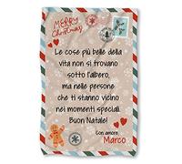 Babloo Coperta in Pile Plaid Natalizio Personalizzabile con Nome Grafica Letterina con Dedica Idea Regalo per Natale Calda e Morbida (150x200cm)