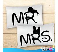 Babloo Coppia di Federe Love You And Me Mr Mrs Duck