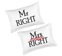 Babloo Coppia di Federe Love You And Me Mr Right Mrs Always Right