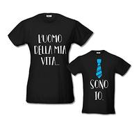 Babloo Coppia di T-Shirt Maglie Madre - Figlio/a Idea Regalo Festa della Mamma Uomo della Mia Vita Nere S - T-Shirt 1/2 Anni