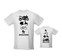 Babloo Coppia di T-Shirt Maglie Padre - Figlio/a Idea Regalo per Il Papa' Evolution Bianche L - Body 3 Mese