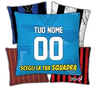 Babloo Cuscino con Imbottitura Tifoso Personalizzabile con Colori Squadra di Calcio del Cuore Personalizzato con Nome e Numero Idea Regalo Festa del Papà (50X50cm)