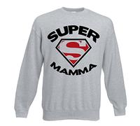 Babloo Felpa Mother's Day Donna Idea Regalo Festa della Mamma Super Mamma Grigia M Girocollo