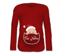 Babloo Maglia Premaman Tshirt maternità Natalizia Personalizzata con Nome Idea Regalo per Il Natale (IT, Testo, S, Regular, Regular, Rosso)