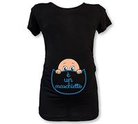 Babloo T Shirt Maglia Premaman Mezza Manica Tasca Nera E' Un Maschietto L