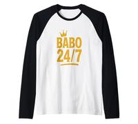 BABO 24/7 con Scritta Chef Boss Krone Macher Party Gym Regalo Maglia con Maniche Raglan
