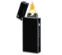 BABOBIU Accendino elettrico ad arco - ricaricabile tramite USB, al plasma, antivento, unico accendino con batteria aggiornata per candele, incenso, fuochi d'artificio (nero satinato)
