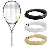 Babolat, Evo Aero Lite - Racchetta da tennis con corde per adulti, ideale per progresso, forza e manovrabilità, telaio aerodinamico Spin Alpha, manica taglia 2, marca francese, colore: grigio/giallo