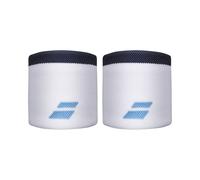 Babolat Spugna Modello Logo Wristband Taglia Unica, Colore Bianco/Blu, Assorbimento Rapida del Sudoro, Larghezza 7,5 cm, Serra da Polso Nero per Palestra Tennis Badminton Padel Unisex-Adulto