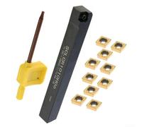 babominimer 10PCS CCMT060204 Inserti di tornitura in carburo Con SCLCR 1010H06 Tornio Esterno Portautensili Per Acciaio Inox Lavorazione Ferro