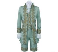 babominimer Abito classico rococò Tudor da uomo, costume vittoriano medievale rococò stile principe cosplay, set di abbigliamento rinascimentale vittoriano Tudor, Verde, L