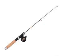 babominimer Canna da pesca sul ghiaccio e mulinello, costruzione telescopica portatile in fibra di vetro con o manico in legno, design leggero compatibile con morsi sensibili (B65TC-50R mulinello)