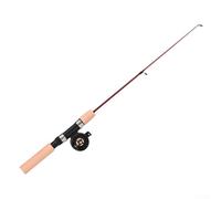 babominimer Canna da pesca sul ghiaccio e mulinello, struttura telescopica portatile in fibra di vetro con o manico in legno, design leggero compatibile con morsi sensibili (bobina C60TC-50R)