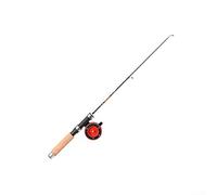 babominimer Canna da pesca sul ghiaccio e mulinello, struttura telescopica portatile in fibra di vetro con o manico in legno, design leggero compatibile con morsi sensibili (B65TB-65R mulinello)