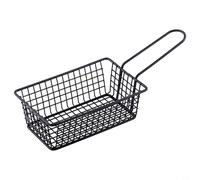 babominimer Cestini da portata in acciaio inox con manico, mini supporto quadrato per friggitrice per pollo fritto, anelli di cipolla, gamberetti, snack, design antiruggine duraturo (rettangolare)