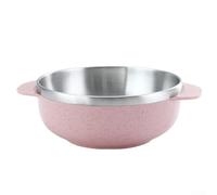 babominimer Ciotola per riso e zuppa per bambini con manici, a doppio strato isolato termicamente, in acciaio inossidabile 304, design anti-scottatura, stoviglie in metallo durevole, compatibile con