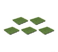 babominimer Confezione da 5 piastrelle in erba artificiale ad incastro, 30 x 30 cm, autodrenanti, tappeto erboso sintetico per giardino, patio, terrazza, paesaggistica esterna, verde