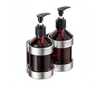 babominimer Dispenser di sapone da parete in acciaio inossidabile 304 con porta pompa, adatto per shampoo, gel doccia, balsamo, salvaspazio, adatto per casa, bar, scuola, centro infermieristico (2