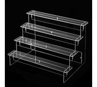 babominimer Espositore a scala in acrilico trasparente a 2-5 ripiani, organizer trasparente per profumi, cupcake, gioielli, da collezione, design staccabile, facile da montare (4 strati 20 cm)