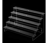 babominimer Espositore a scala in acrilico trasparente a 2-5 ripiani, organizer trasparente per profumi, cupcake, gioielli, da collezione, design staccabile, facile da montare (5 strati 20 cm)