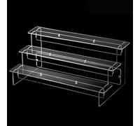 babominimer Espositore a scala in acrilico trasparente a 2-5 ripiani, organizer trasparente per profumi, cupcake, gioielli, da collezione, design staccabile, facile da montare (3 strati 35 cm)