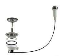 babominimer Filtro di scarico per lavello da cucina con controllo a filo, in acciaio inox, filtro per fognatura tipo ciotola, rotazione in senso orario per controllare il flusso (110 mm)